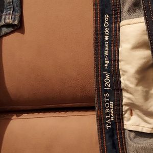 Talbots flawless 20W high waisted wide crop jeans